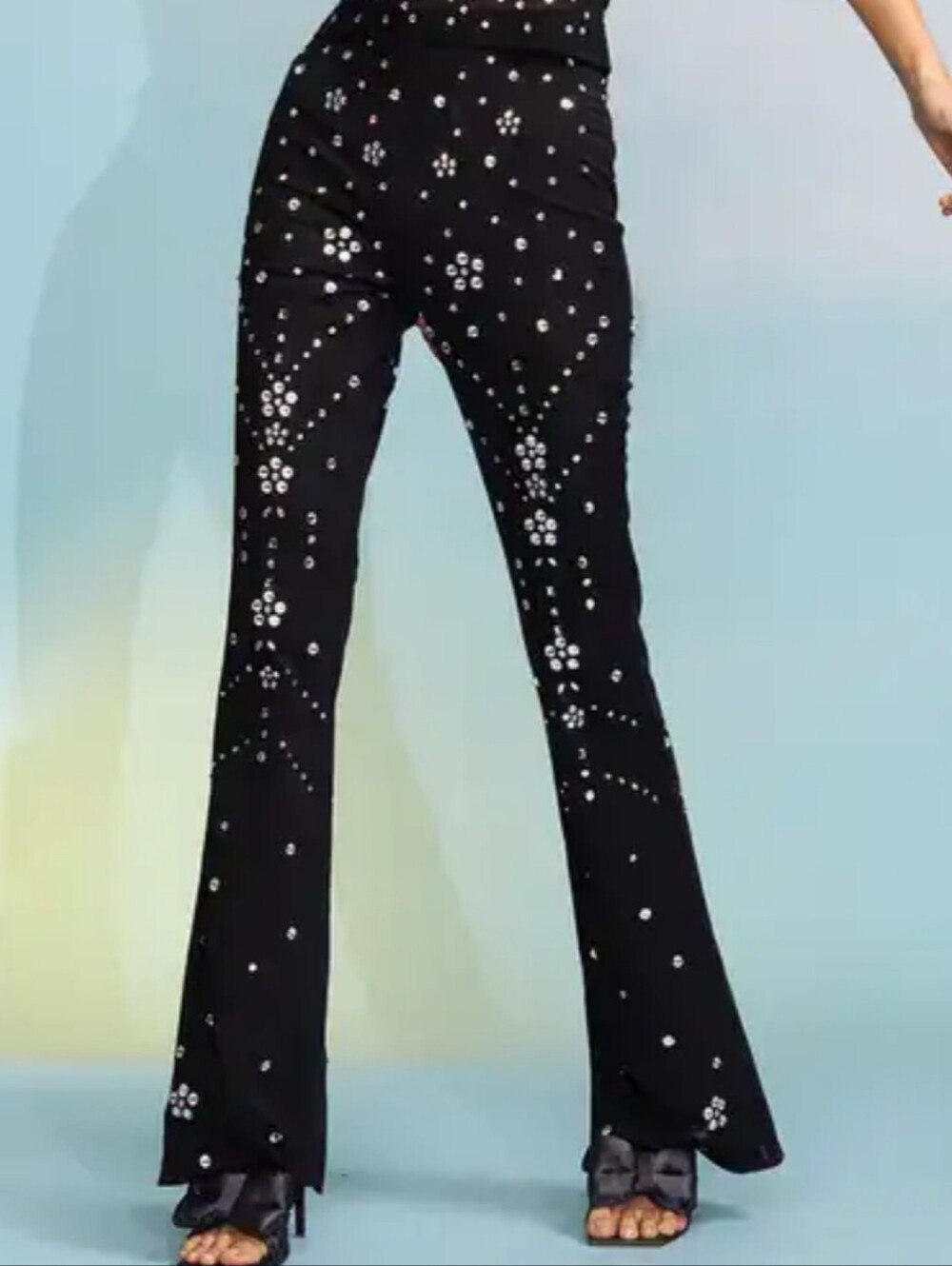Cynthia Rowley Crystal Embellished Mesh Trousers Size 6